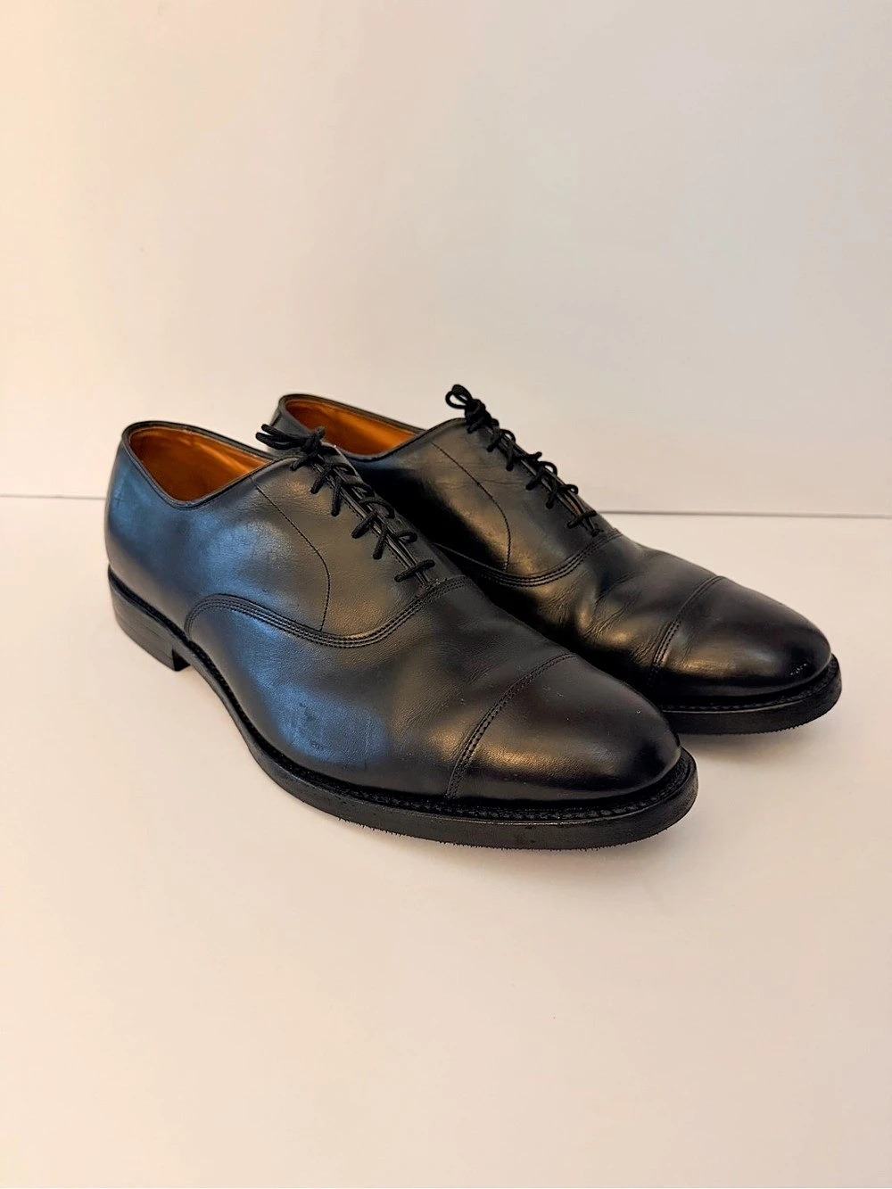 Allen Edmonds Park Avenue Black Leather Cap Toe Lace-Up Oxford Shoes 10.5D